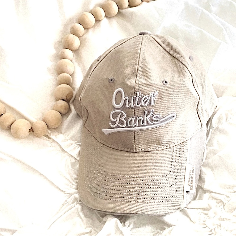 Outer Banks North Carolina Hat Natural Tan Beige Adjustable Strap Back Ball Cap